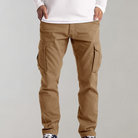 Cargo Trousers - Men's Comfortable Straight Leg-Cargo Pants-Chaps London-Khaki-S-Chaps London