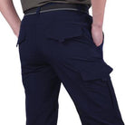 Cargo Trousers - Men's Tactical Elastic Waist Straight Leg-Men Pants-Chaps London-Blue-M-Chaps London