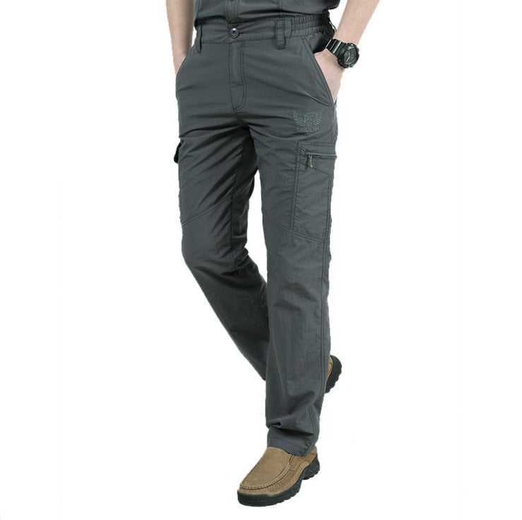 Cargo Trousers - Men's Tactical Elastic Waist Straight Leg-Men Pants-Chaps London-Gray-M-Chaps London