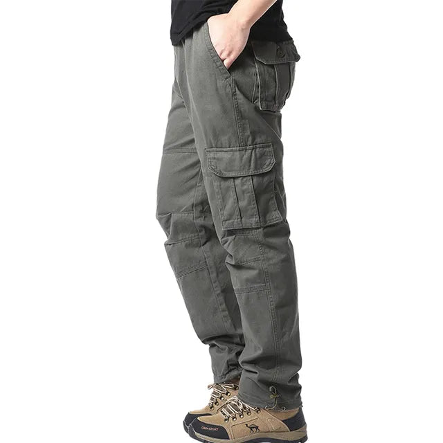 Cargo Trousers - Straight Leg - Pockets - Cargo Pants - Men's Trousers-Men's Cargo Pants-Chaps London-Army Green-M-Chaps London