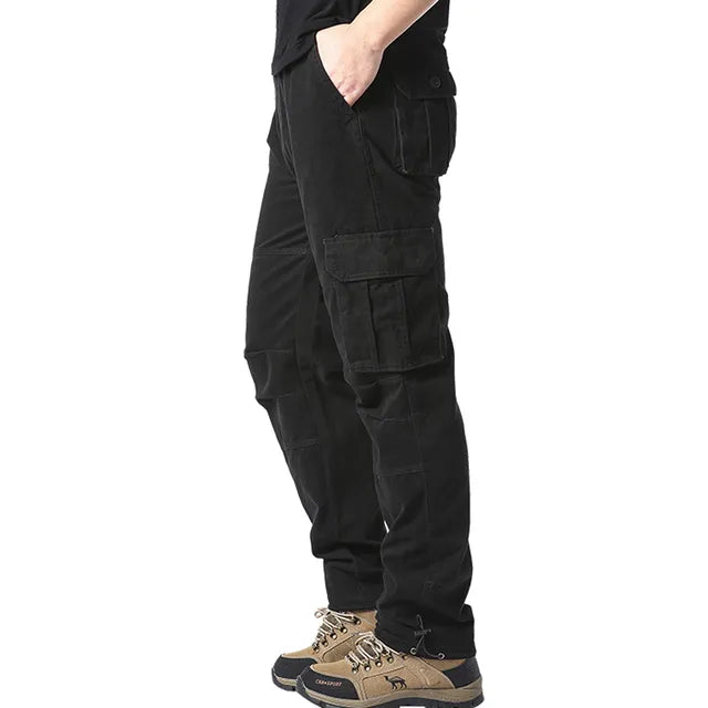 Cargo Trousers - Straight Leg - Pockets - Cargo Pants - Men's Trousers-Men's Cargo Pants-Chaps London-Black-M-Chaps London