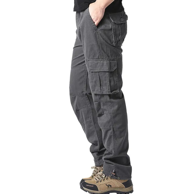 Cargo Trousers - Straight Leg - Pockets - Cargo Pants - Men's Trousers-Men's Cargo Pants-Chaps London-Gray-M-Chaps London