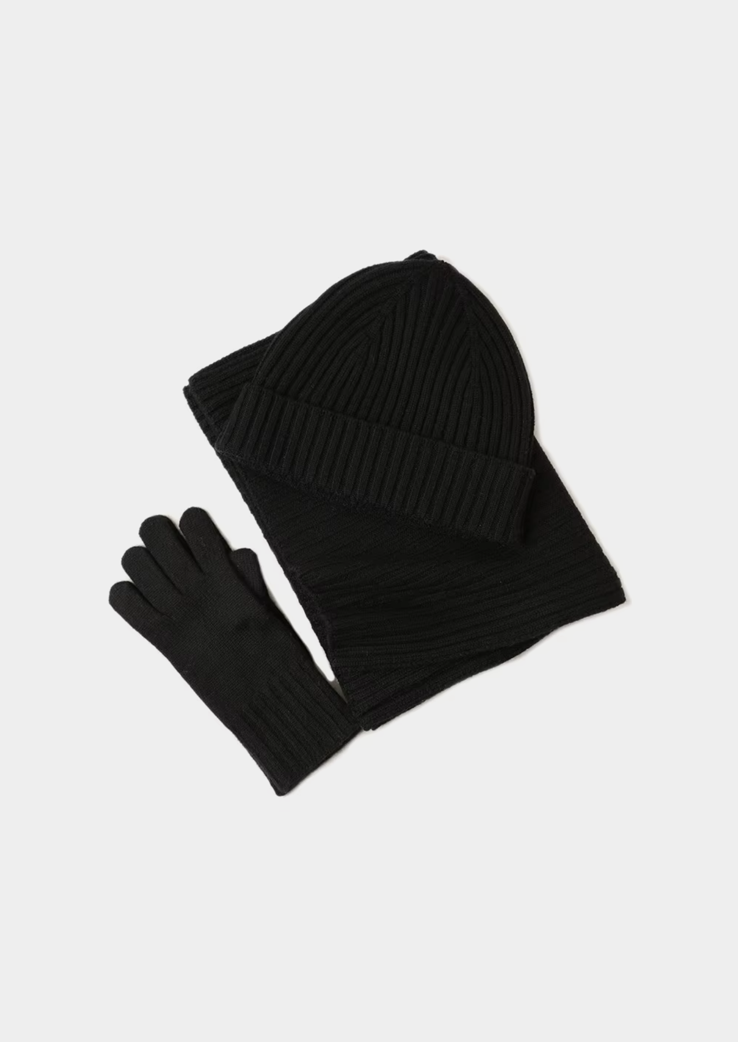 Cashmere Set - Men's Scarf Hat and Gloves-Winter Accessory Set-Chaps London-Black-Chaps London