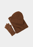 Cashmere Set - Men's Scarf Hat and Gloves-Winter Accessory Set-Chaps London-Brown-Chaps London