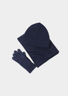 Cashmere Set - Men's Scarf Hat and Gloves-Winter Accessory Set-Chaps London-Navy-Chaps London