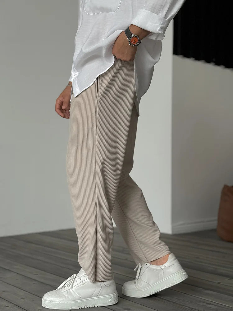 Casual Pants | Ribbed | Elastic Waist | Straight Leg Pants | Men's Pants-Pants-Chaps London-Chaps London
