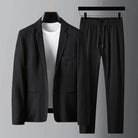 Casual Suit | Lightweight | Drawstring | Trouser and Blazer Set | Men's Two-Piece Set-Blazers-Chaps London-Black-M-Chaps London
