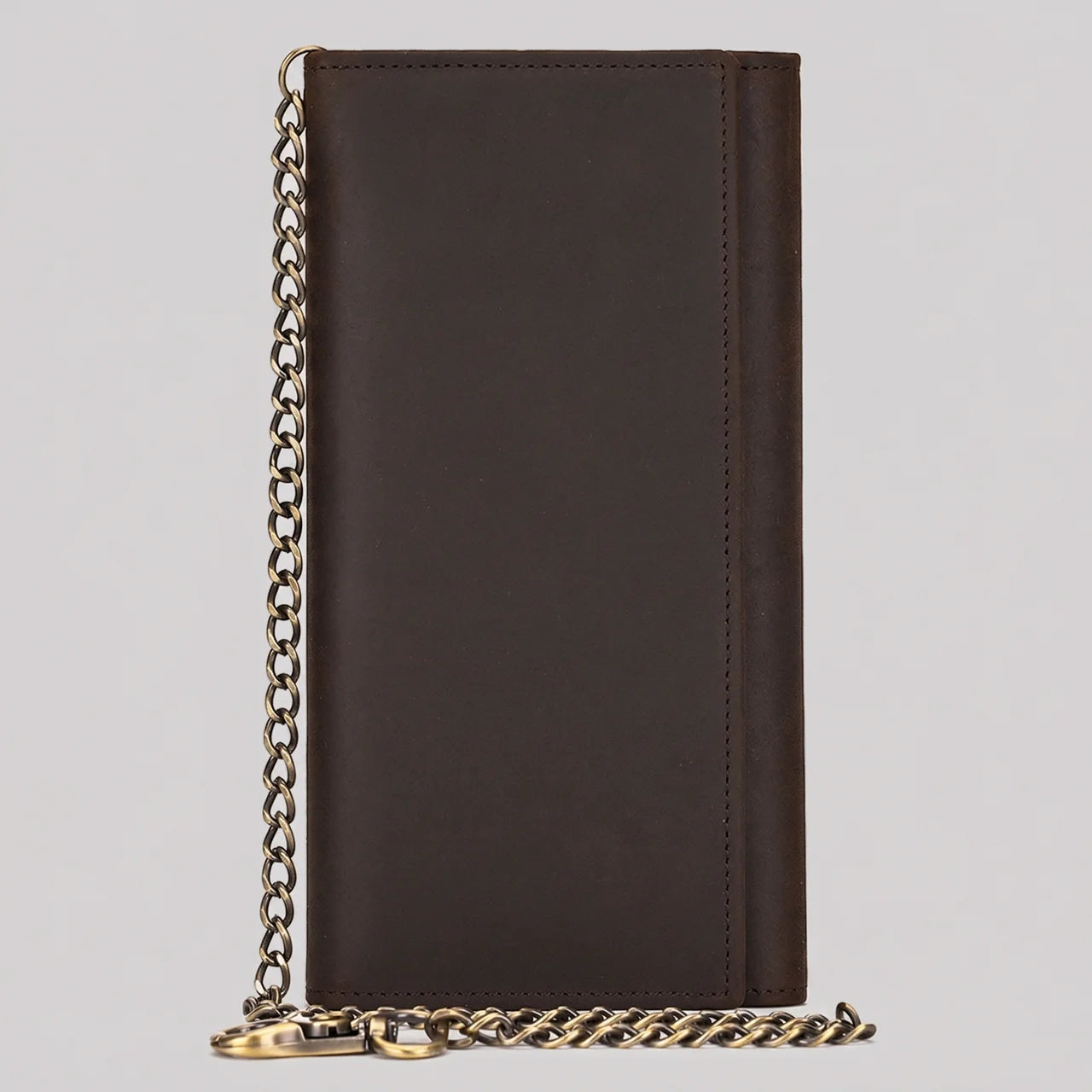 Chain Wallet - Men's Long Biker Snap Closure-Wallet-Chaps London-Dark Brown-Chaps London