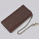 Chain Wallet - Men's Long Biker Snap Closure-Wallet-Chaps London-Reddish Brown-Chaps London