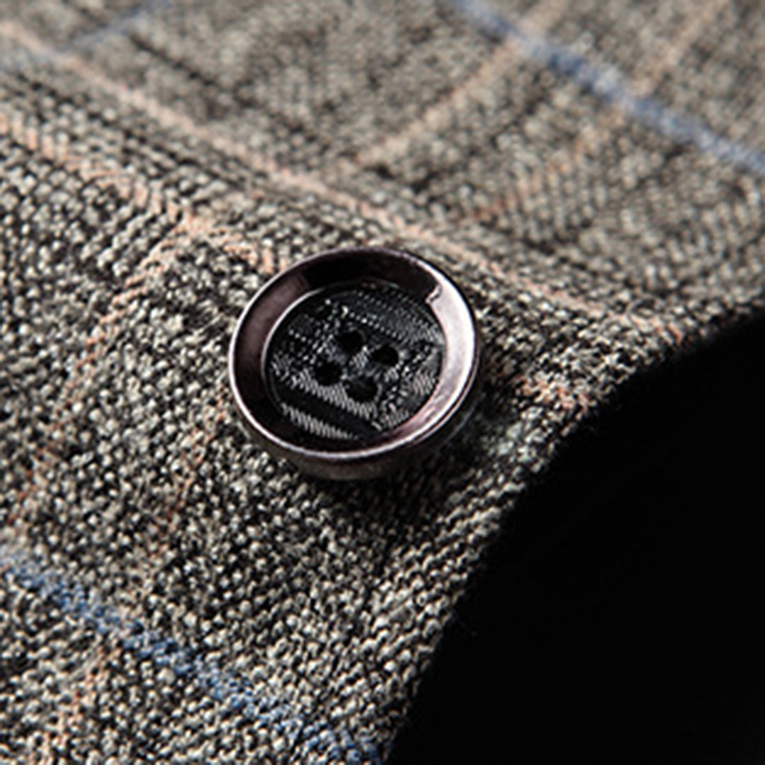 Check Blazer - Men's Single Breasted Suit Jacket-Fashion Men Blazer Plaid Fall-Chaps London-Chaps London
