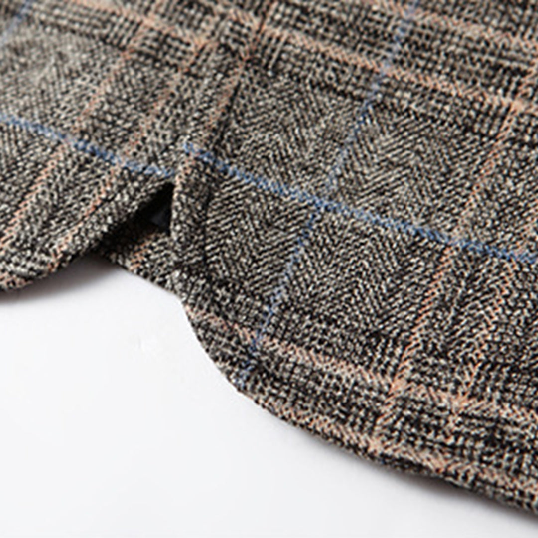 Check Blazer - Men's Single Breasted Suit Jacket-Fashion Men Blazer Plaid Fall-Chaps London-Chaps London