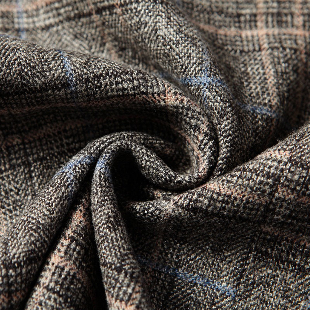 Check Blazer - Men's Single Breasted Suit Jacket-Fashion Men Blazer Plaid Fall-Chaps London-Chaps London
