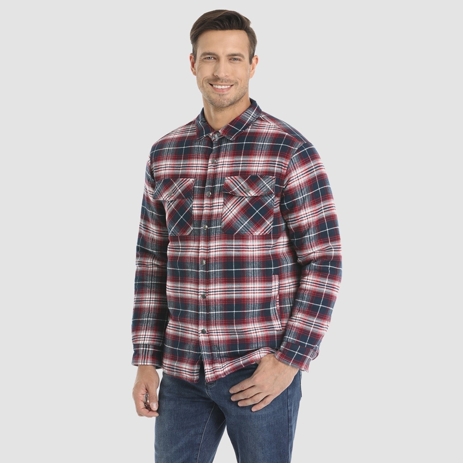 Check Jacket - Men's Quilted Lined Button Up-Coats & Jackets-Chaps London-Chaps London