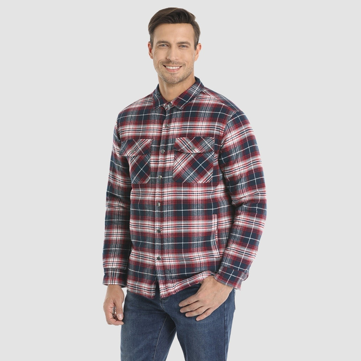 Check Jacket - Men's Quilted Lined Button Up-Coats & Jackets-Chaps London-Chaps London