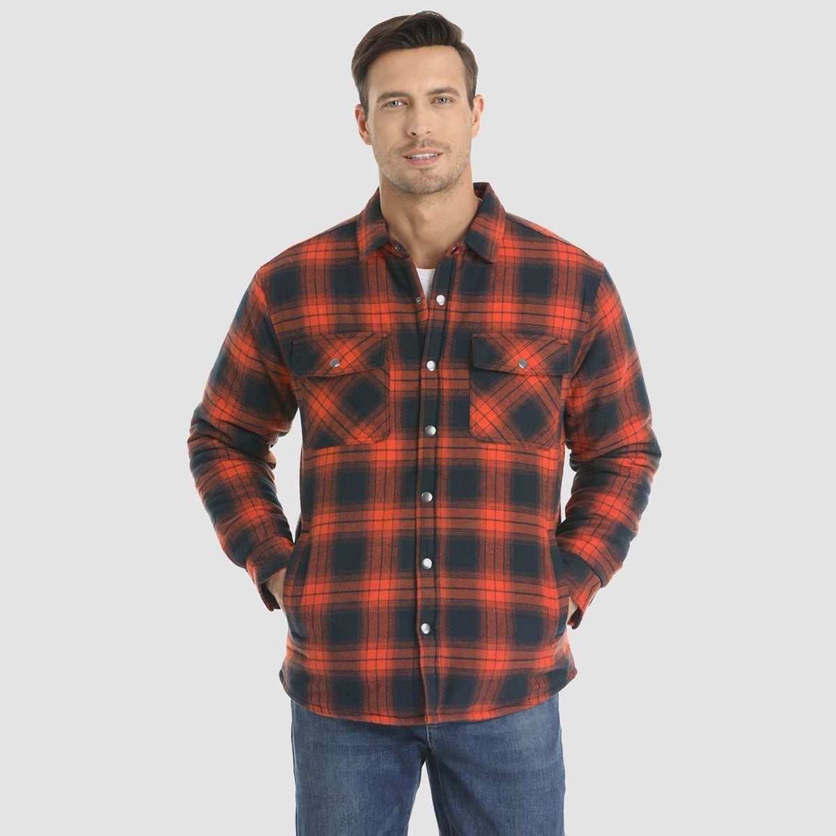 Check Jacket - Men's Quilted Lined Button Up-Coats & Jackets-Chaps London-Chaps London