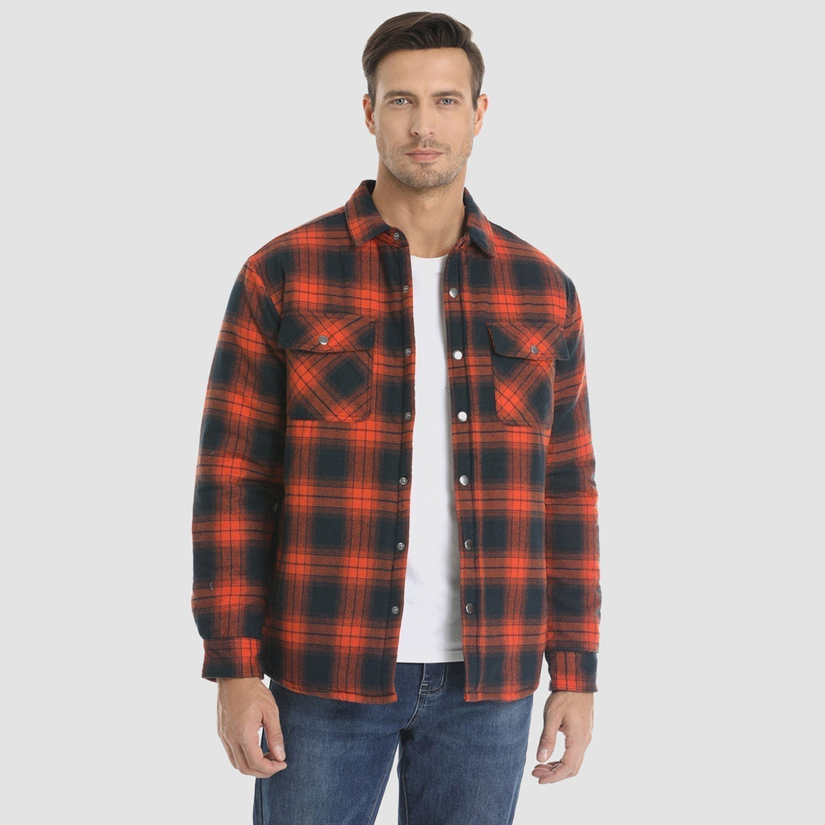 Check Jacket - Men's Quilted Lined Button Up-Coats & Jackets-Chaps London-Chaps London
