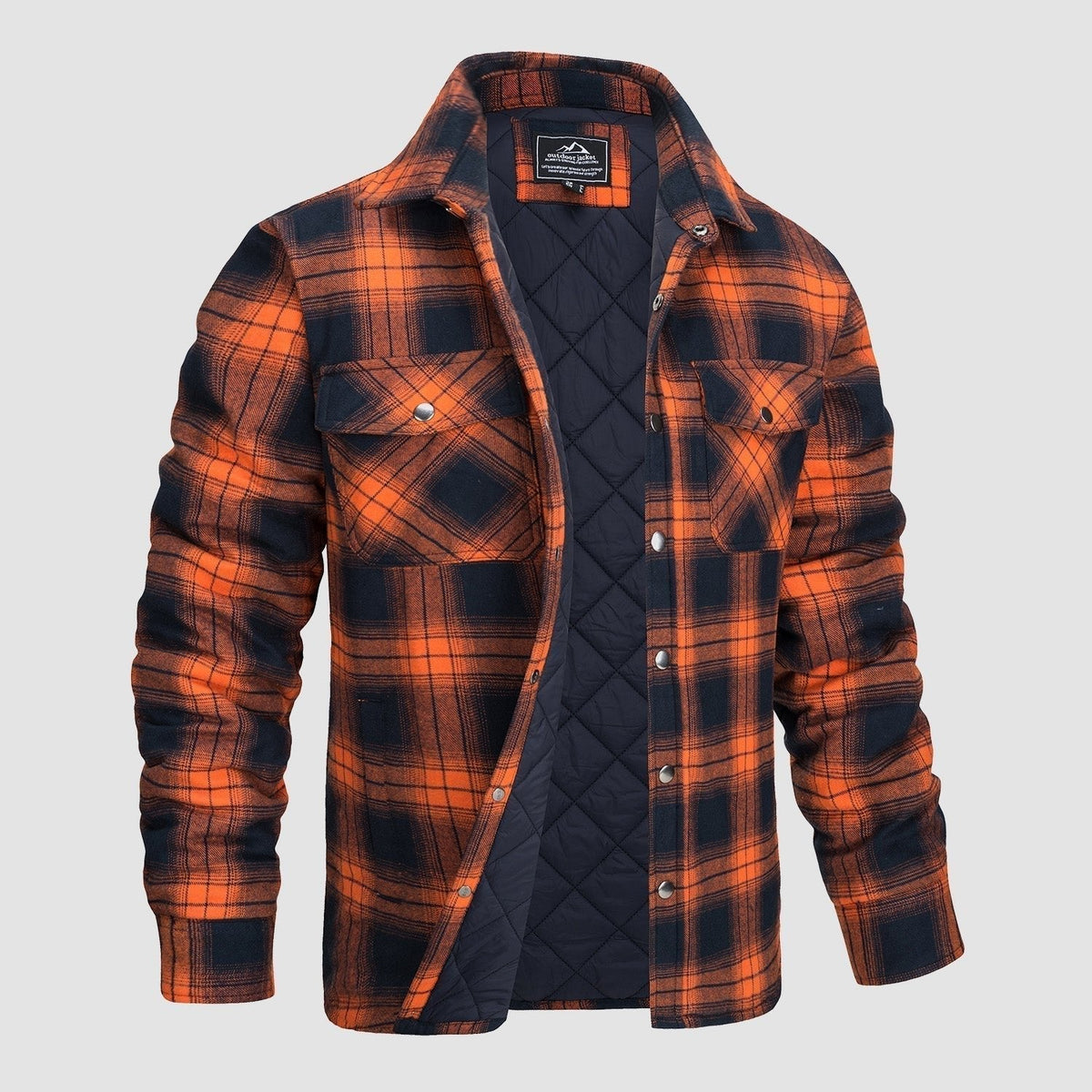 Check Jacket - Men's Quilted Lined Button Up-Coats & Jackets-Chaps London-Red-S-Chaps London