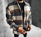 Checkered Shirt - Buttoned - Chest Pocket - Overshirt - Men's Shirt Jacket-T-shirts-Chaps London-Brown-XS-Chaps London