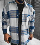 Checkered Shirt - Buttoned - Chest Pocket - Overshirt - Men's Shirt Jacket-T-shirts-Chaps London-Dark Blue-XS-Chaps London