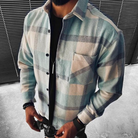 Checkered Shirt - Buttoned - Chest Pocket - Overshirt - Men's Shirt Jacket-T-shirts-Chaps London-Light Blue-XS-Chaps London