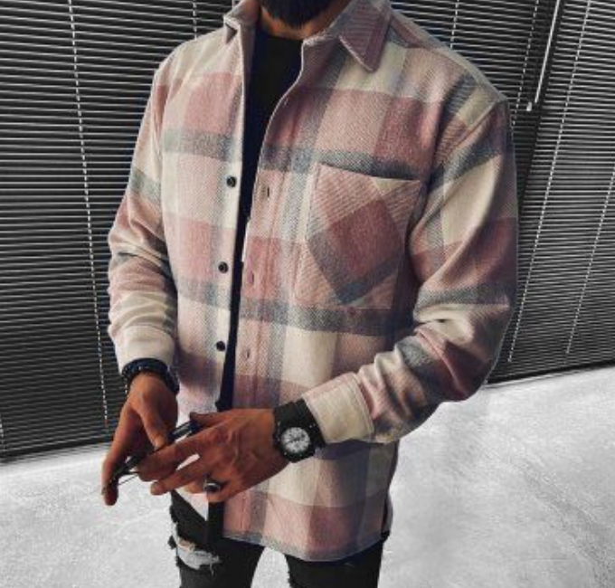 Checkered Shirt - Buttoned - Chest Pocket - Overshirt - Men's Shirt Jacket-T-shirts-Chaps London-Red-XS-Chaps London