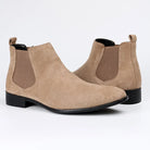 Pair of beige suede Chelsea boots with elastic side panels, unworn | Chaps London