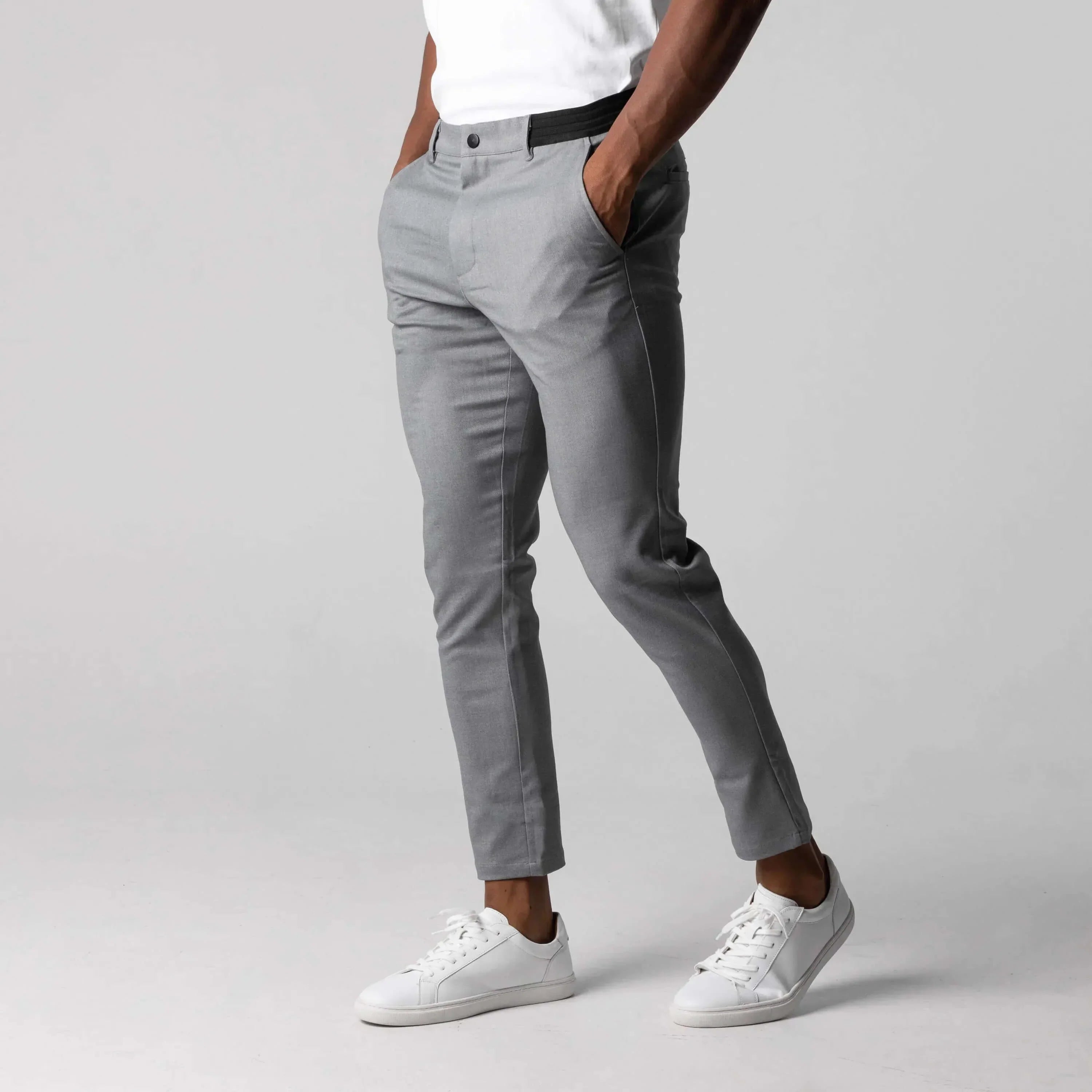 Chino Pants - Men's Active Stretch Skinny Chinos-Chaps London-Gray-XS-Chaps London