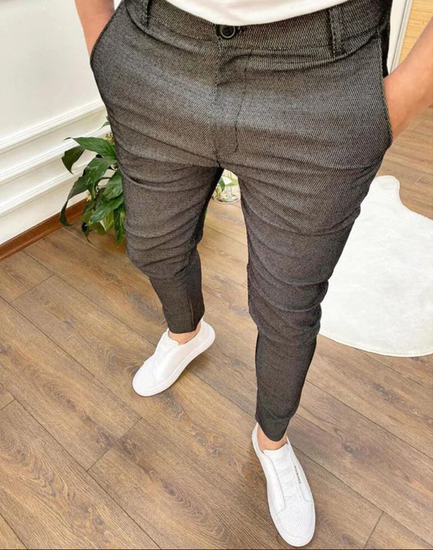Chino Pants - Slim Fit - Stretch - Skinny Chinos - Men's Trousers-Chaps London-Dark Gray-S-Chaps London