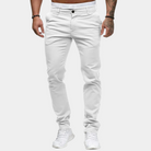Chinos - Men's Skinny Stretch Chino Trousers-Chinos-Chaps London-White-M-Chaps London