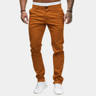 Chinos - Men's Skinny Stretch Chino Trousers-Chinos-Chaps London-Yellow-M-Chaps London