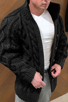 Chunky Cardigan | Warm | Cable Knit | Knitted Cardigan | Men's Cardigan -Cardigans-Chaps London-Black-M-Chaps London