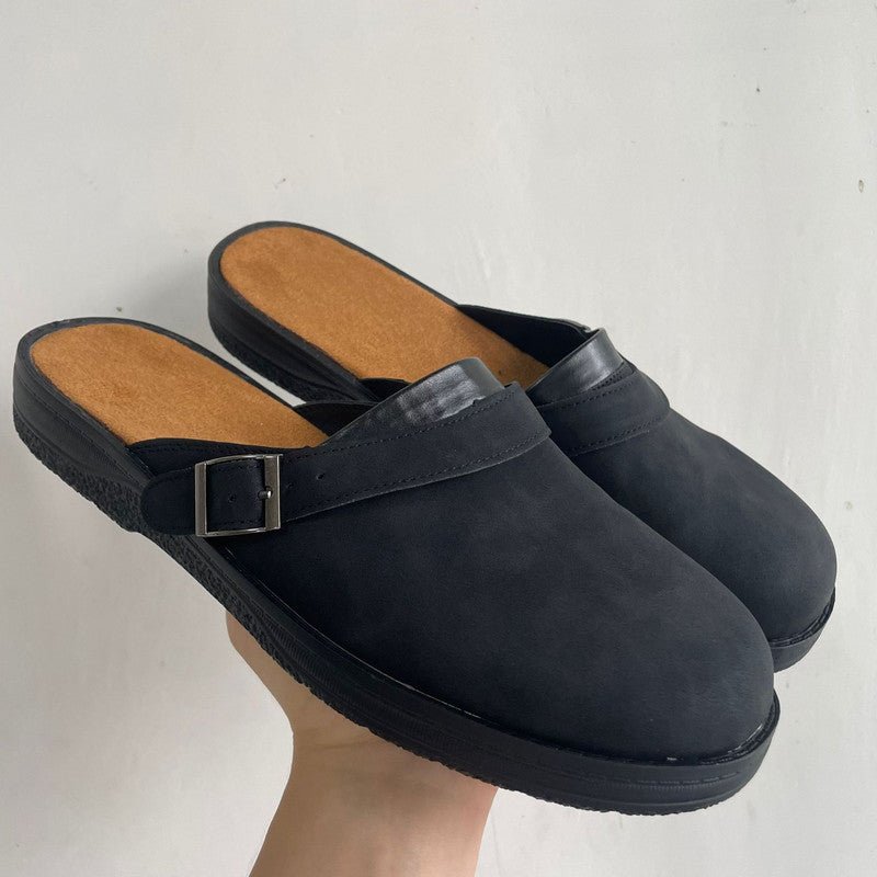 Clogs - Men's Retro Slip-On Mule Shoes Clogs-Chaps London-Black-38-Chaps London