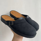 Clogs - Men's Retro Slip-On Mule Shoes Clogs-Chaps London-Black-38-Chaps London