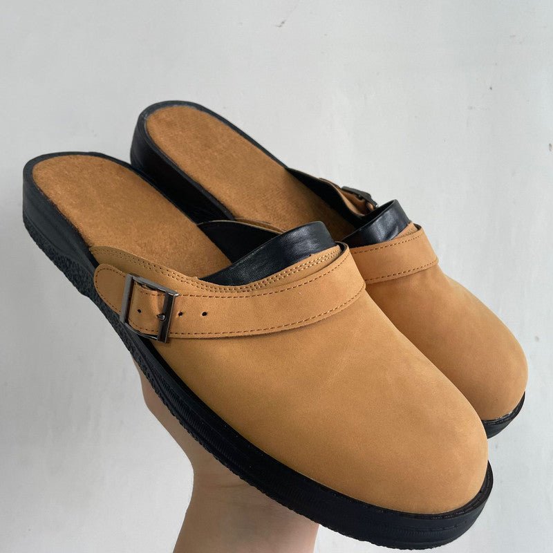 Clogs - Men's Retro Slip-On Mule Shoes Clogs-Chaps London-Brown-38-Chaps London