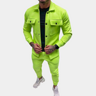 Co Ord Set - Men's Buttoned Up Long Sleeve-Outfit Sets-Chaps London-Green-S-Chaps London