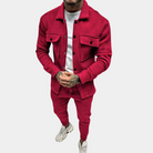 Co Ord Set - Men's Buttoned Up Long Sleeve-Outfit Sets-Chaps London-Red-S-Chaps London