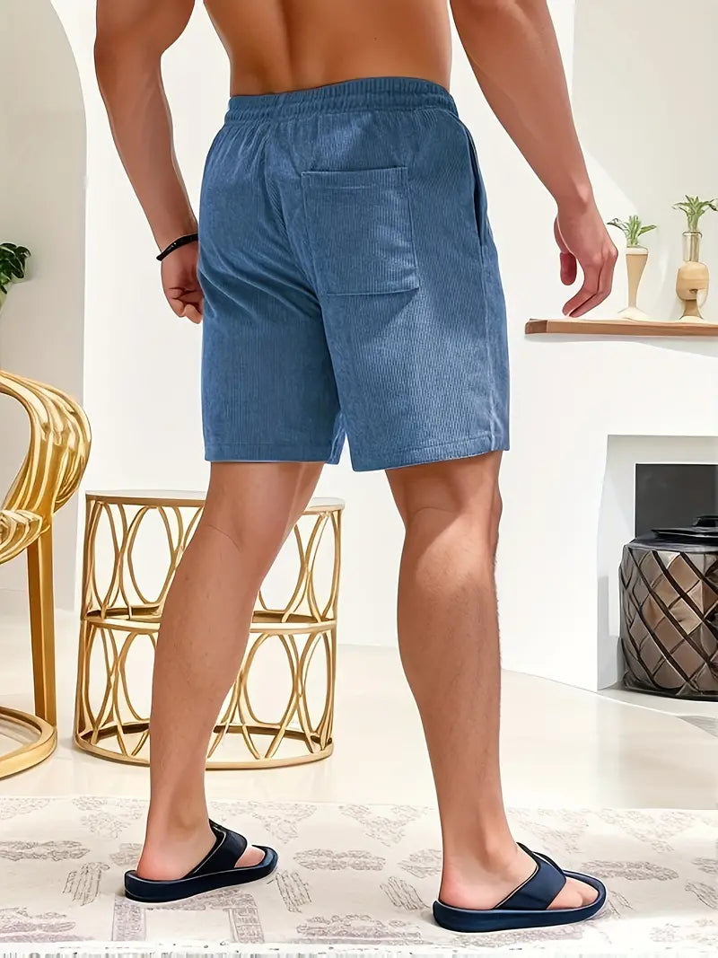 Cord Shorts - Men's Elastic Waist Corduroy Summer Shorts-Korte Broek Heren-Chaps London-Chaps London