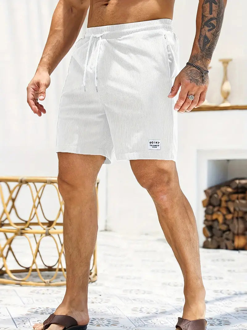 Cord Shorts - Men's Elastic Waist Corduroy Summer Shorts-Korte Broek Heren-Chaps London-Chaps London