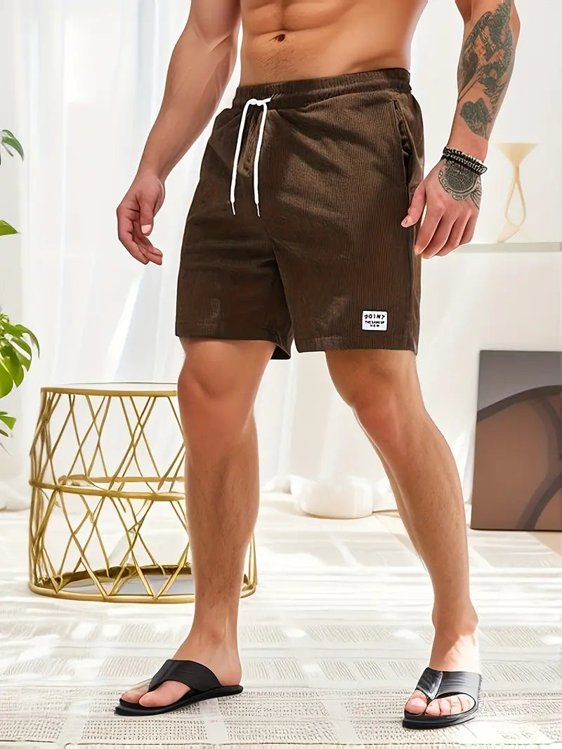 Cord Shorts - Men's Elastic Waist Corduroy Summer Shorts-Korte Broek Heren-Chaps London-Chaps London