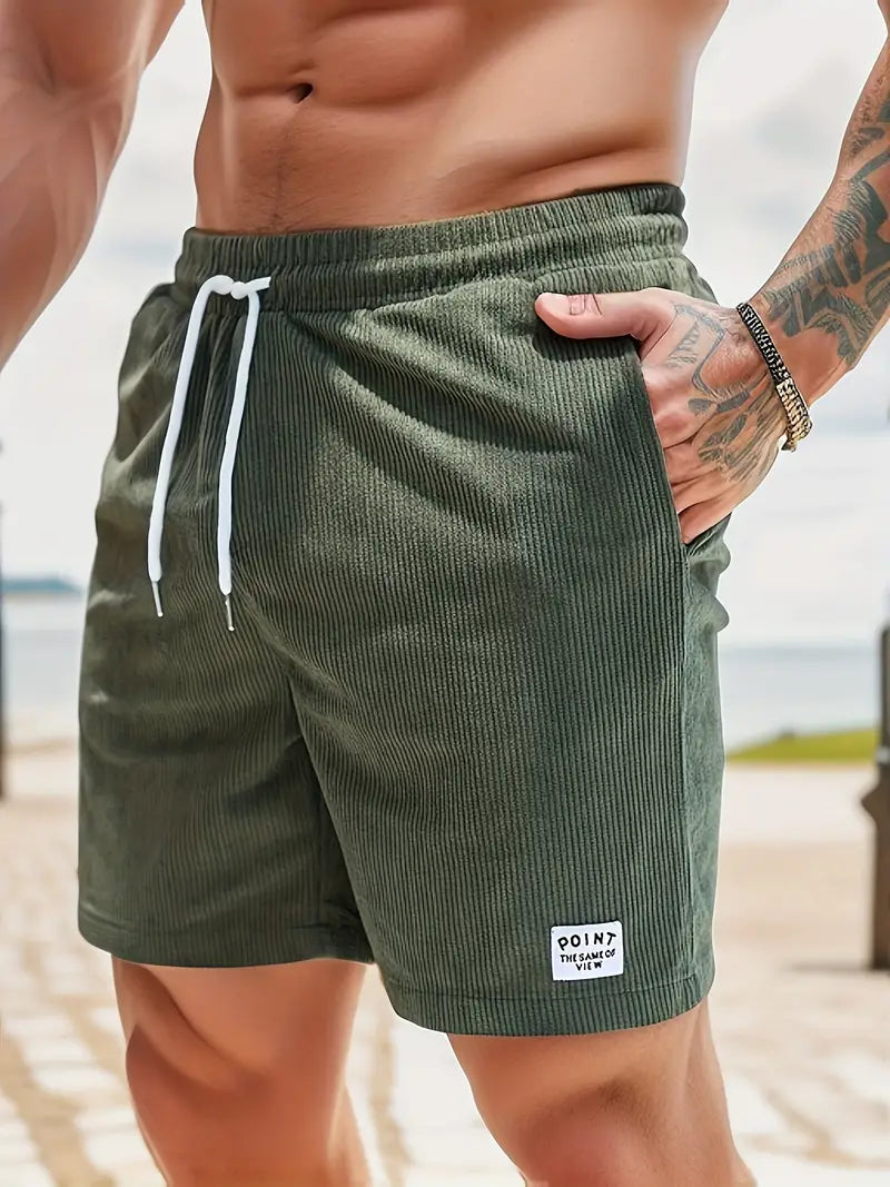 Cord Shorts - Men's Elastic Waist Corduroy Summer Shorts-Korte Broek Heren-Chaps London-Chaps London