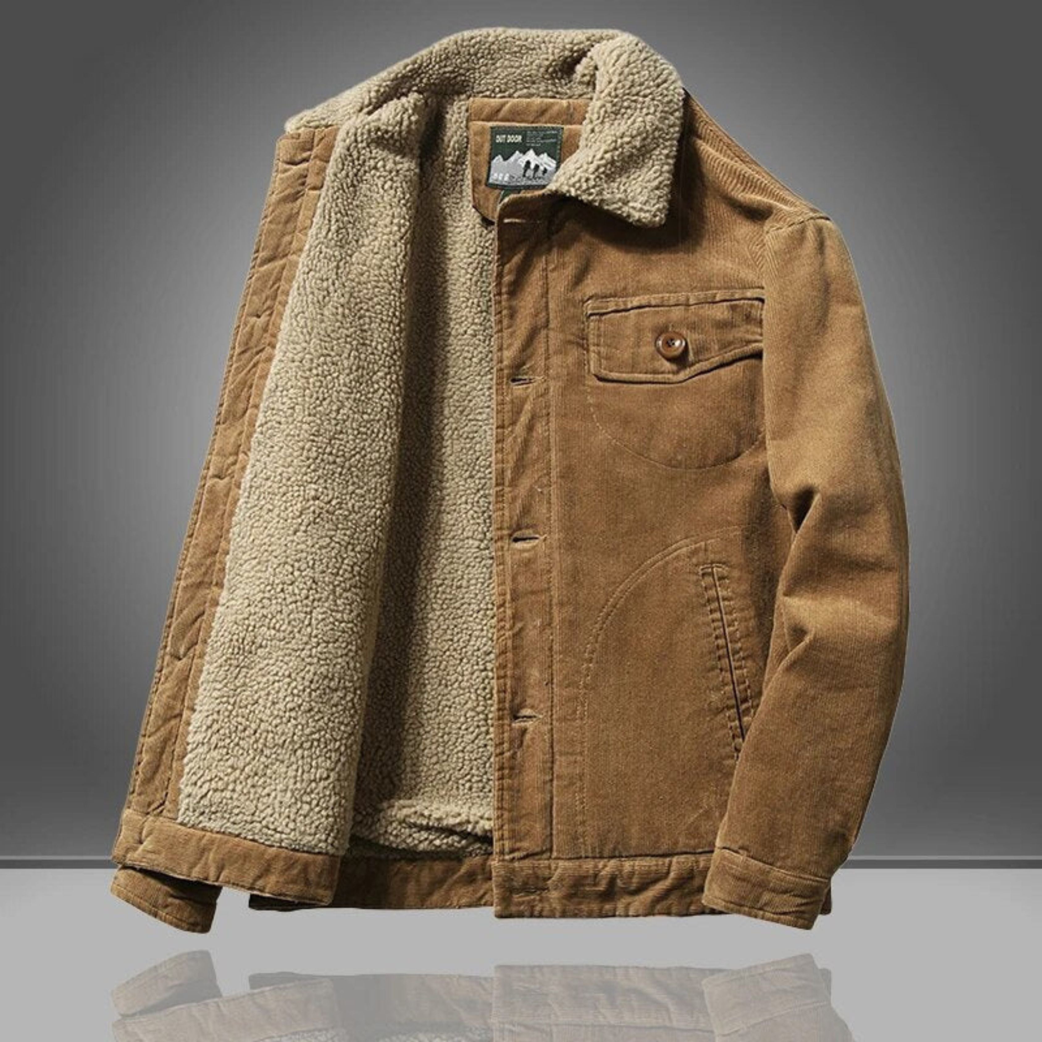 Corduroy Jacket - Casual - Fleece Lined - Winter Jacket - Men's Jacket-Winter Jacket-Chaps London-Coffee-XS-Chaps London