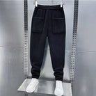 Corduroy Pants - Men's Elastic Waist Loose Fit Baggy Cord Pants-Men's Corduroy Trousers-Chaps London-Black-S-Chaps London