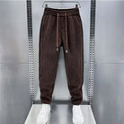 Corduroy Pants - Men's Elastic Waist Loose Fit Baggy Cord Pants-Men's Corduroy Trousers-Chaps London-Brown-S-Chaps London
