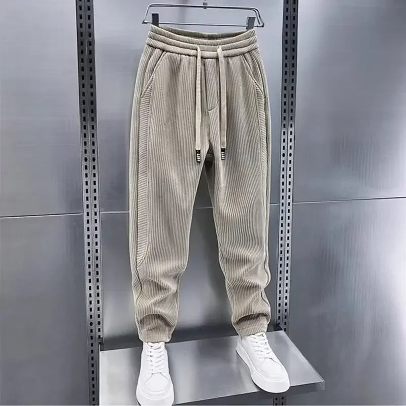 Corduroy Pants - Men's Elastic Waist Loose Fit Baggy Cord Pants-Men's Corduroy Trousers-Chaps London-Chaps London