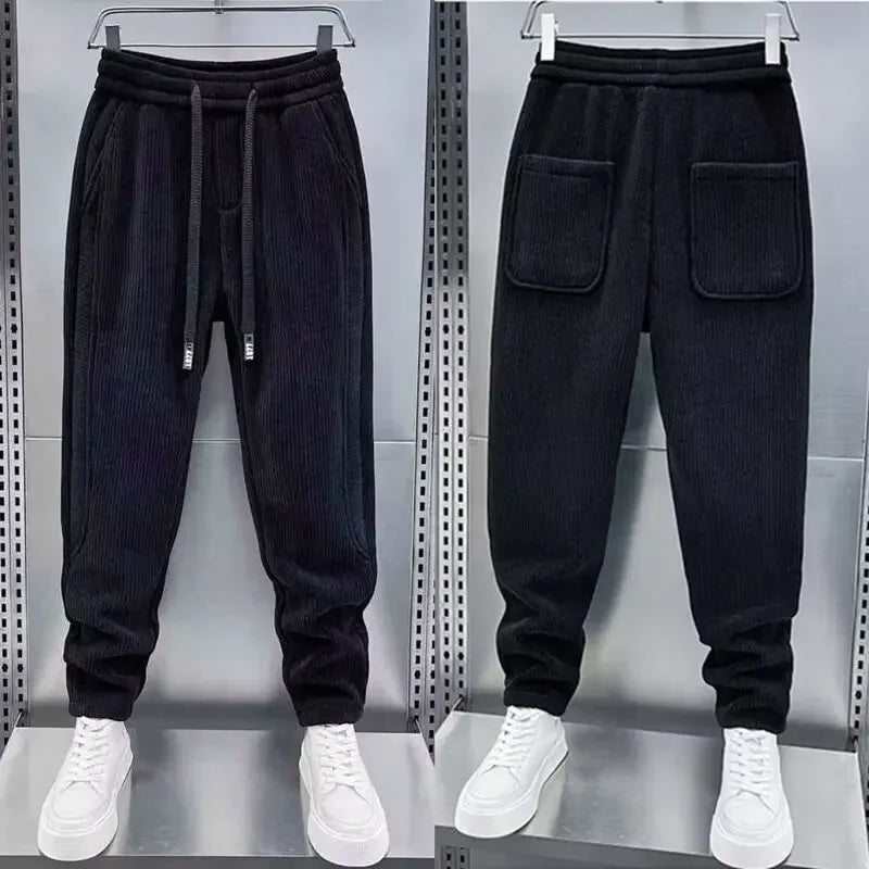 Corduroy Pants - Men's Elastic Waist Loose Fit Baggy Cord Pants-Men's Corduroy Trousers-Chaps London-Chaps London