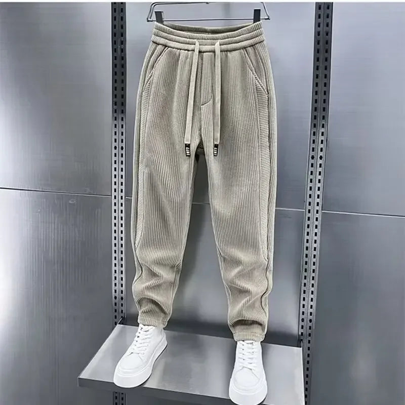 Corduroy Pants - Men's Elastic Waist Loose Fit Baggy Cord Pants-Men's Corduroy Trousers-Chaps London-Chaps London