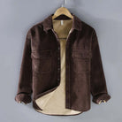 Corduroy Shirt | Fleece Lined | Button-Up | Winter Overshirt | Men's Overshirt-Overshirts-Chaps London-Brown-M-Chaps London