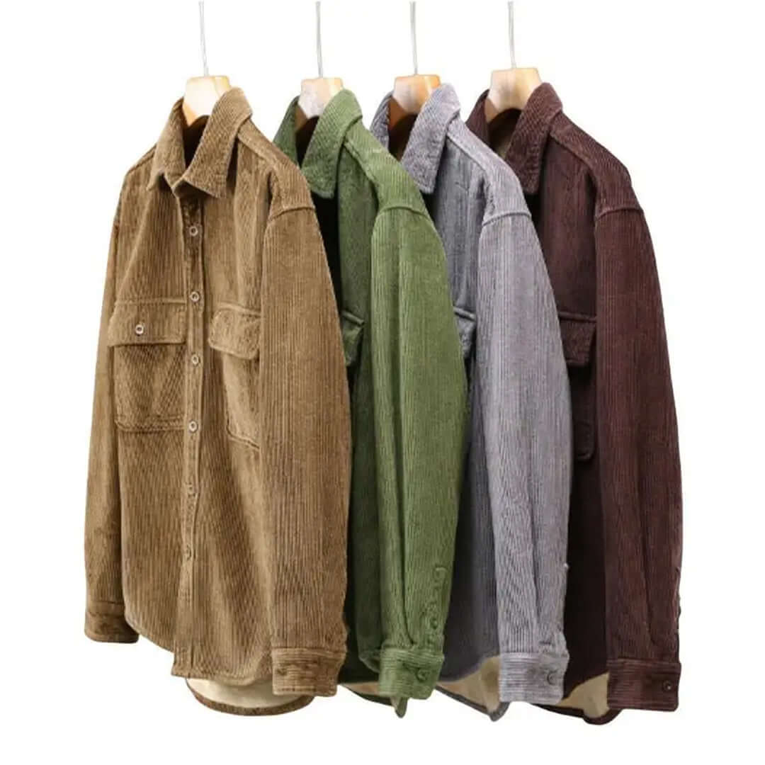 Corduroy Shirt | Fleece Lined | Button-Up | Winter Overshirt | Men's Overshirt-Overshirts-Chaps London-Chaps London