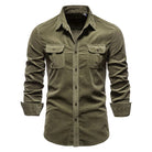 Corduroy Shirt | Long Sleeve | Breast Pockets | Button-Up Shirt | Men's Shirt-Fashion Men Shirt Others All-year-Chaps London-Green-M-Chaps London