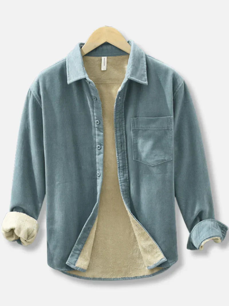 Corduroy Shirt | Warm | Fleece Lined | Overshirt | Men's Clothing-Chaps London-Light Blue-M-Chaps London